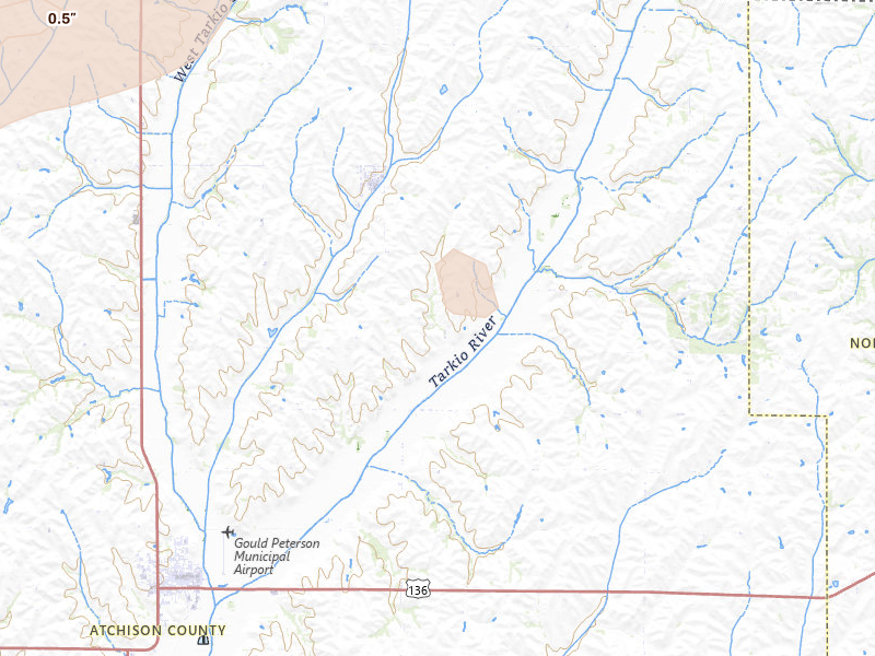 Radar-estimated hail-size map of the storm over Westboro, MO