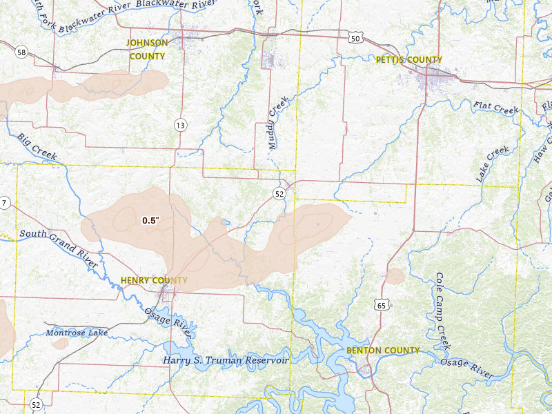 Radar-estimated hail-size map of the storm over Windsor, MO