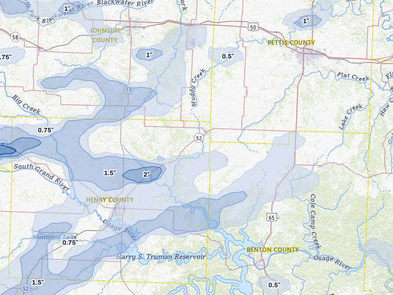 NEXRAD radar-signature map of the hail over Windsor, MO