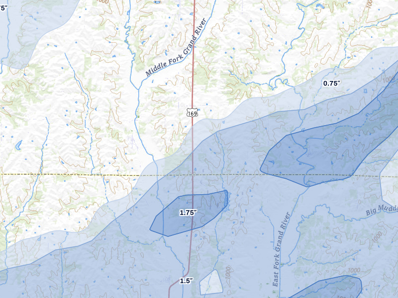NEXRAD radar-signature map of the hail storm over Worth, MO on Apr 17, 2026