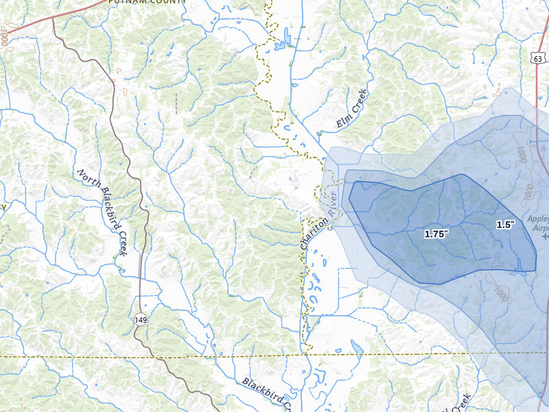 NEXRAD radar-signature map of the hail storm over Worthington, MO on Jul 20, 2026