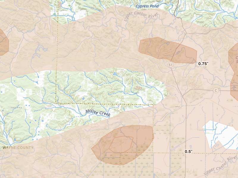 Radar-estimated hail-size map of the storm over Zalma, MO