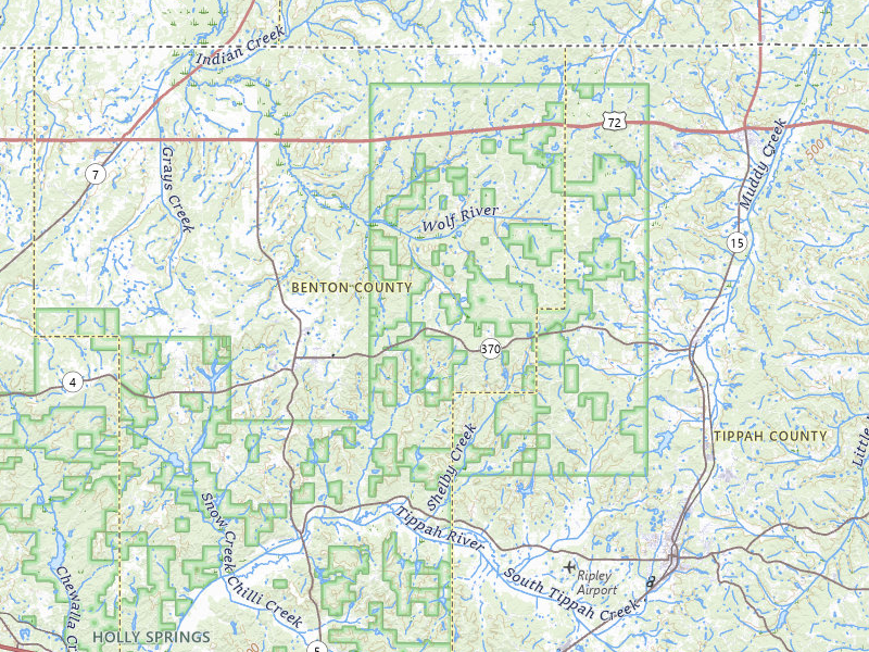 Radar-estimated hail-size map of the storm over Ashland, MS on Jul 8, 2026