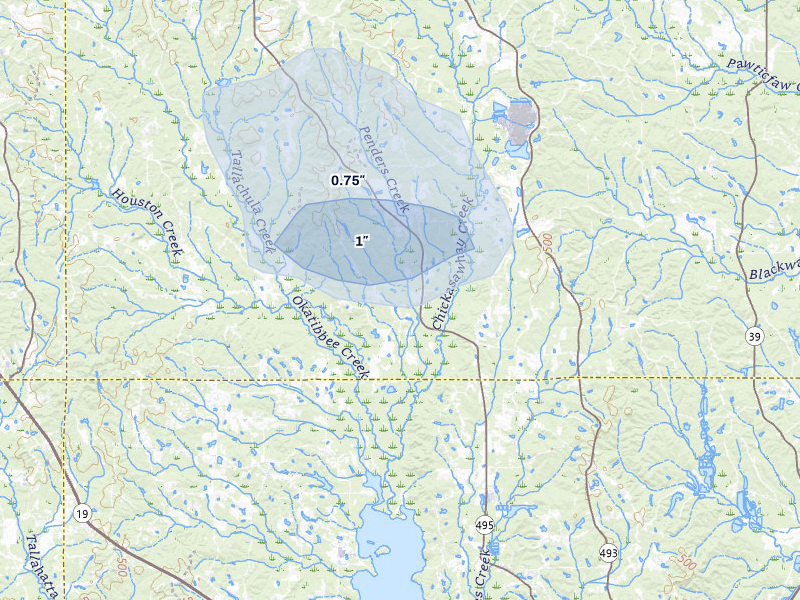 NEXRAD radar-signature map of the hail storm over Bailey, MS on Apr 28, 2026