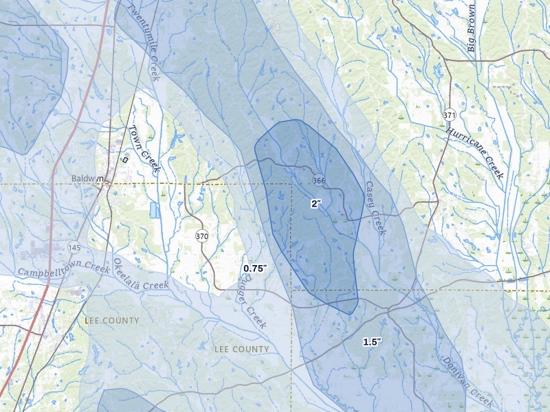 NEXRAD radar-signature map of the hail storm over Baldwyn, MS on Jun 1, 2026