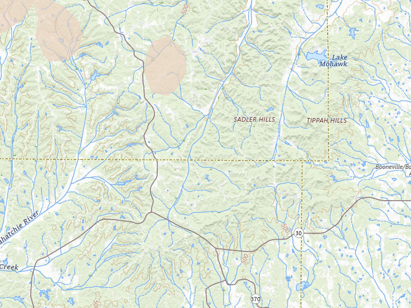 Radar-estimated hail-size map of the storm over Baldwyn, MS on Aug 17, 2026