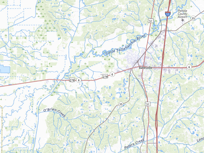 NEXRAD radar-signature map of the hail over Batesville, MS
