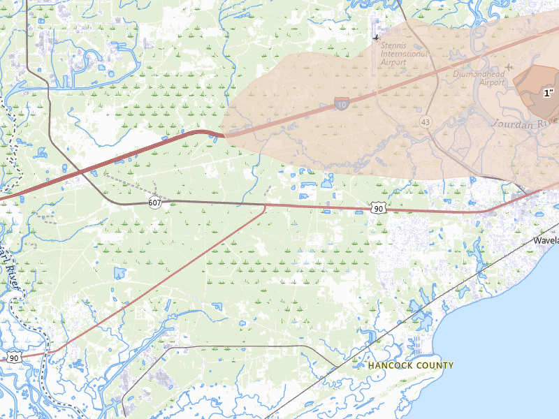 Radar-estimated hail-size map of the storm over Bay Saint Louis, MS
