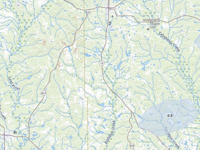 NEXRAD radar-signature map of the hail storm over Bay Springs, MS on Aug 20, 2026