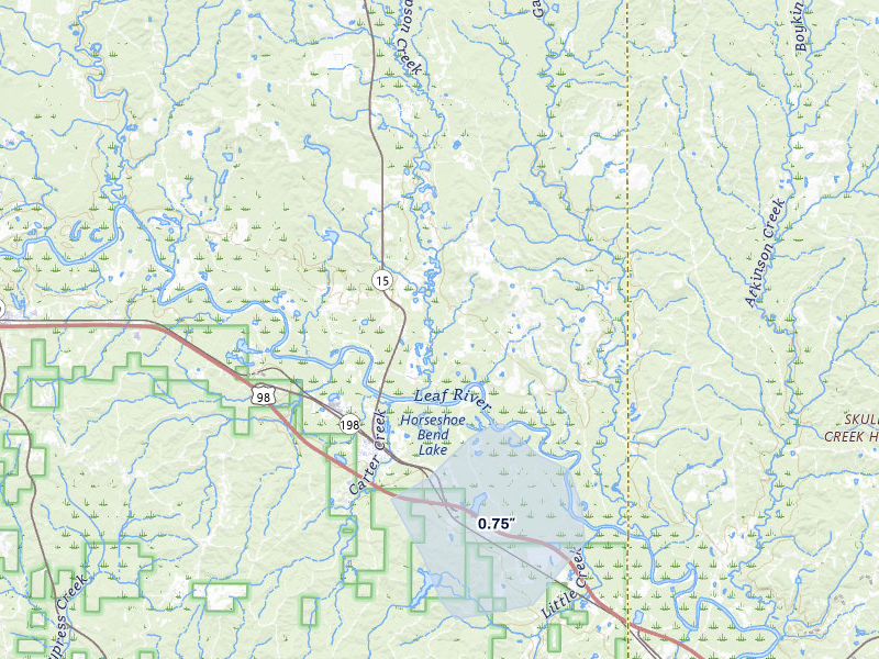 NEXRAD radar-signature map of the hail over Beaumont, MS