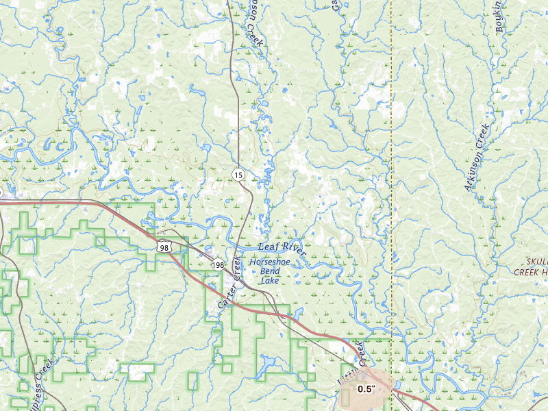 Radar-estimated hail-size map of the storm over Beaumont, MS on Jul 5, 2026