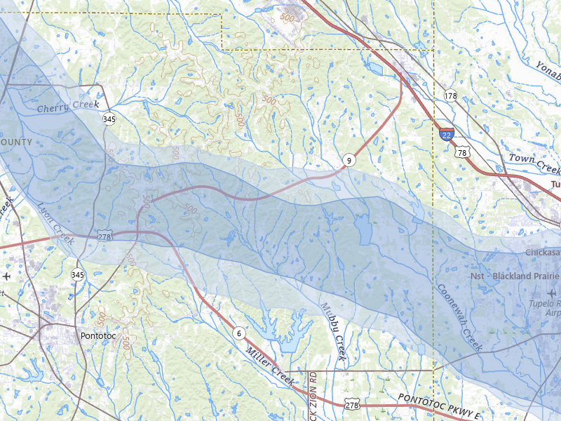 NEXRAD radar-signature map of the hail over Belden, MS