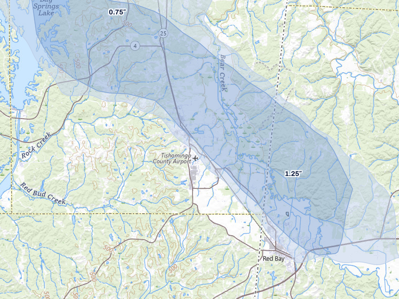 NEXRAD radar-signature map of the hail over Belmont, MS