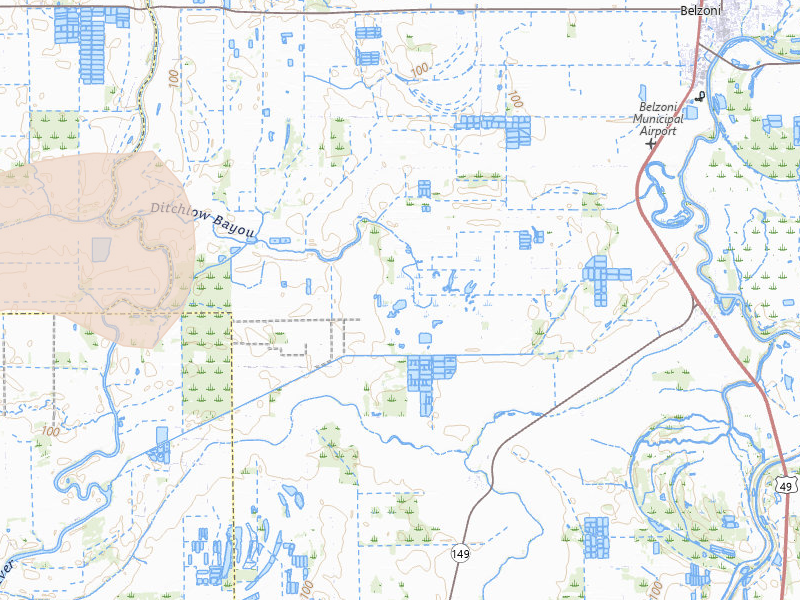 Radar-estimated hail-size map of the storm over Belzoni, MS on Mar 15, 2026