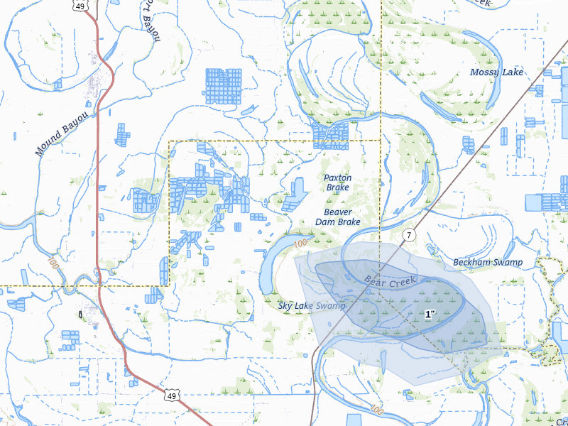 NEXRAD radar-signature map of the hail storm over Belzoni, MS on Jul 2, 2026