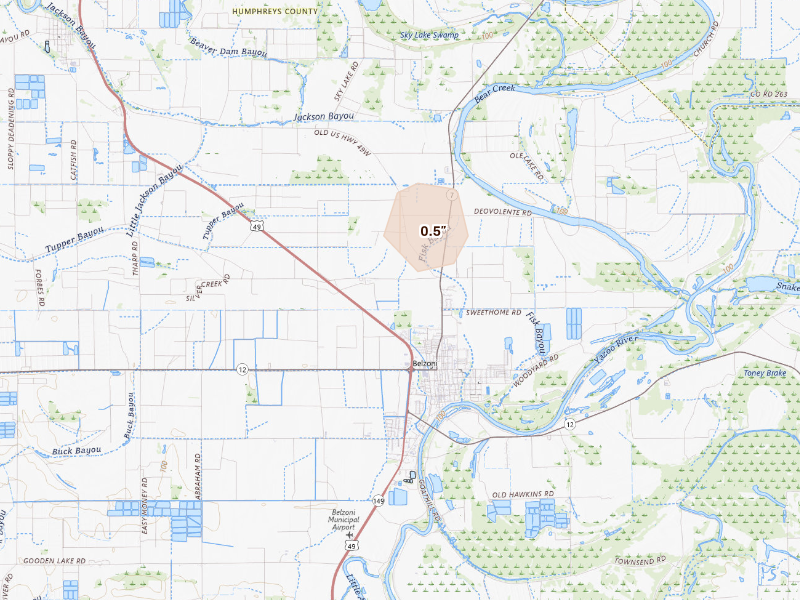 Radar-estimated hail-size map of the storm over Belzoni, MS
