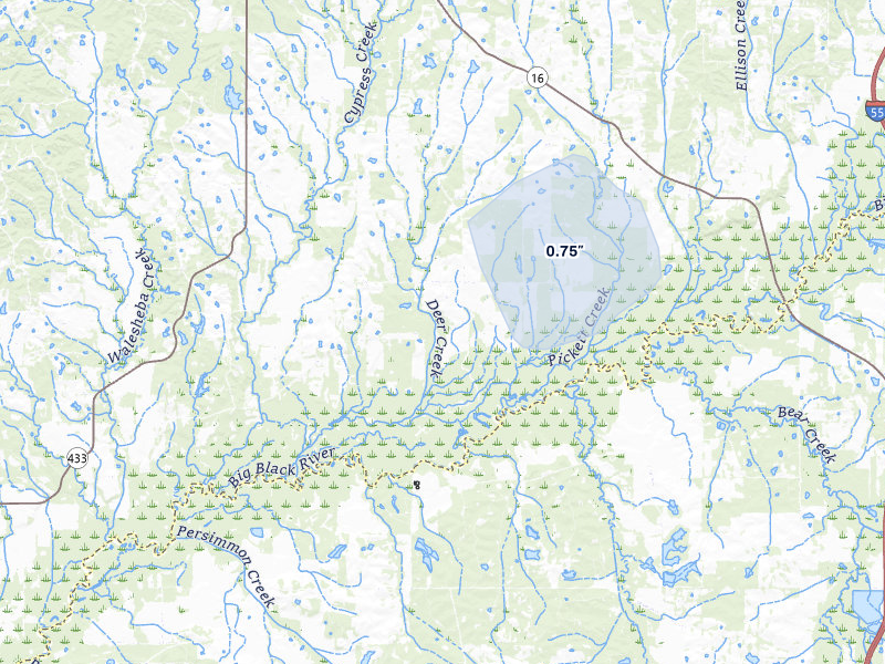 NEXRAD radar-signature map of the hail storm over Benton, MS on May 17, 2026