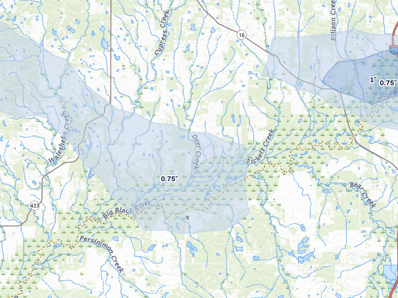 NEXRAD radar-signature map of the hail over Benton, MS