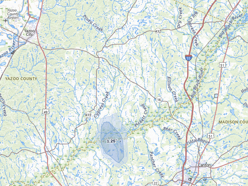 NEXRAD radar-signature map of the hail storm over Benton, MS on Aug 10, 2026