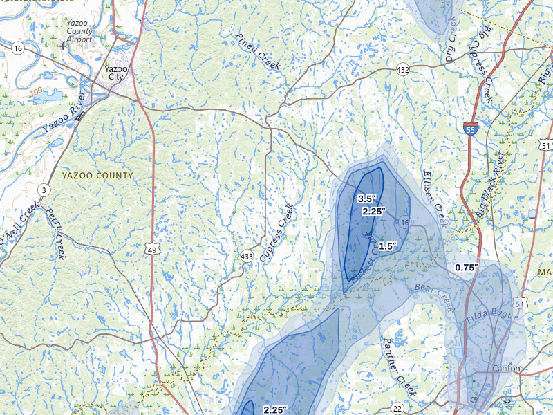 NEXRAD radar-signature map of the hail storm over Benton, MS on Aug 20, 2026