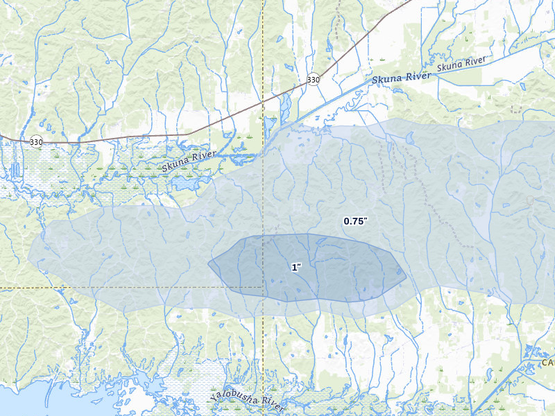 NEXRAD radar-signature map of the hail storm over Big Creek, MS on Apr 28, 2026