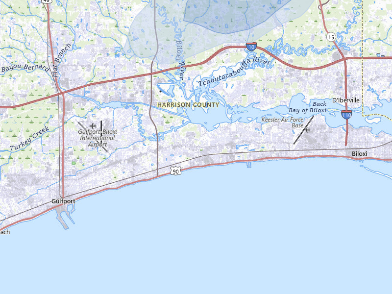 NEXRAD radar-signature map of the hail storm over Biloxi, MS on Aug 20, 2026