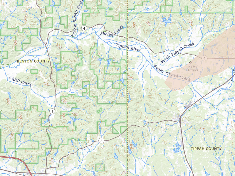 Radar-estimated hail-size map of the storm over Blue Mountain, MS on Mar 15, 2026