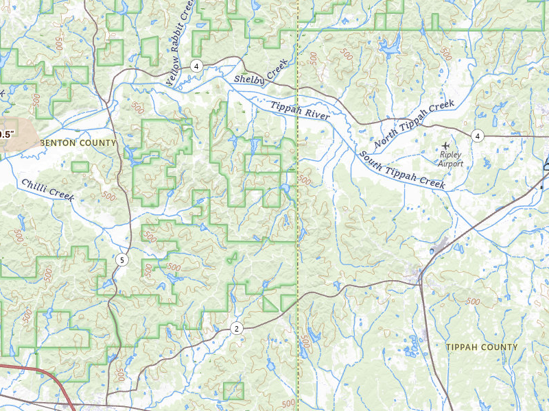 Radar-estimated hail-size map of the storm over Blue Mountain, MS on Apr 28, 2026