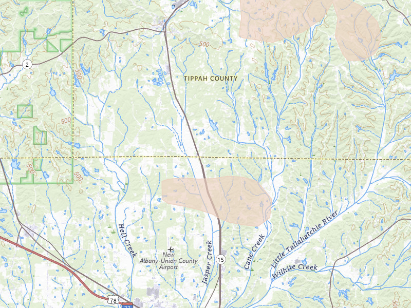Radar-estimated hail-size map of the storm over Blue Mountain, MS on Aug 17, 2026