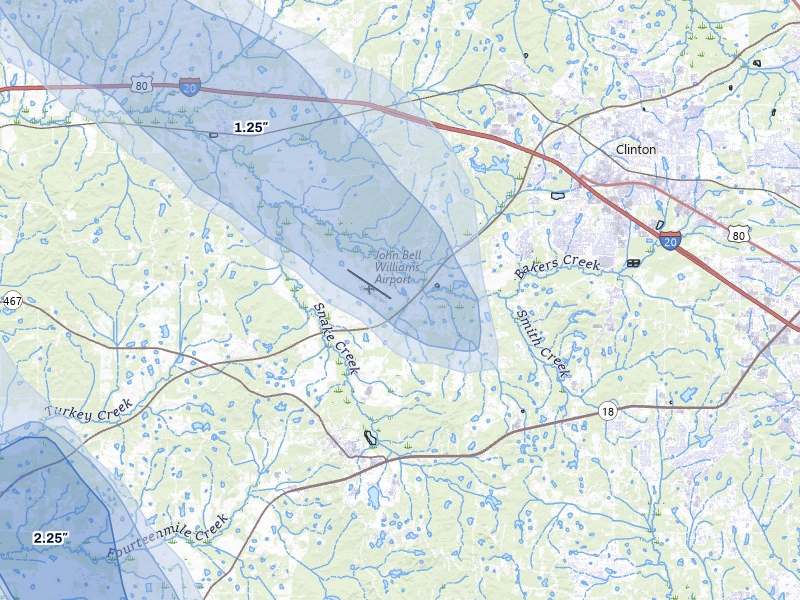 NEXRAD radar-signature map of the hail storm over Bolton, MS on Aug 21, 2026