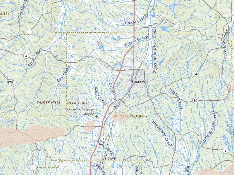 Radar-estimated hail-size map of the storm over Booneville, MS on Apr 28, 2026
