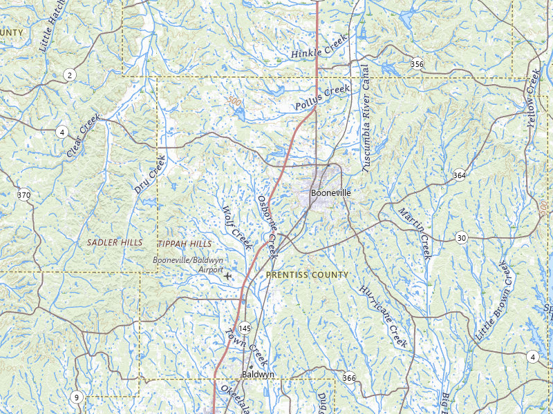 Radar-estimated hail-size map of the storm over Booneville, MS on Jul 3, 2026