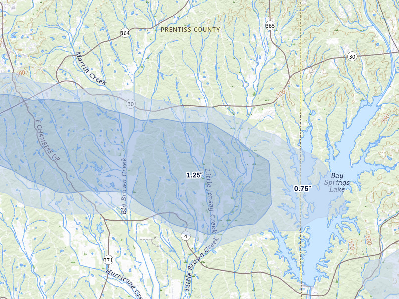 NEXRAD radar-signature map of the hail storm over Booneville, MS on Aug 17, 2026