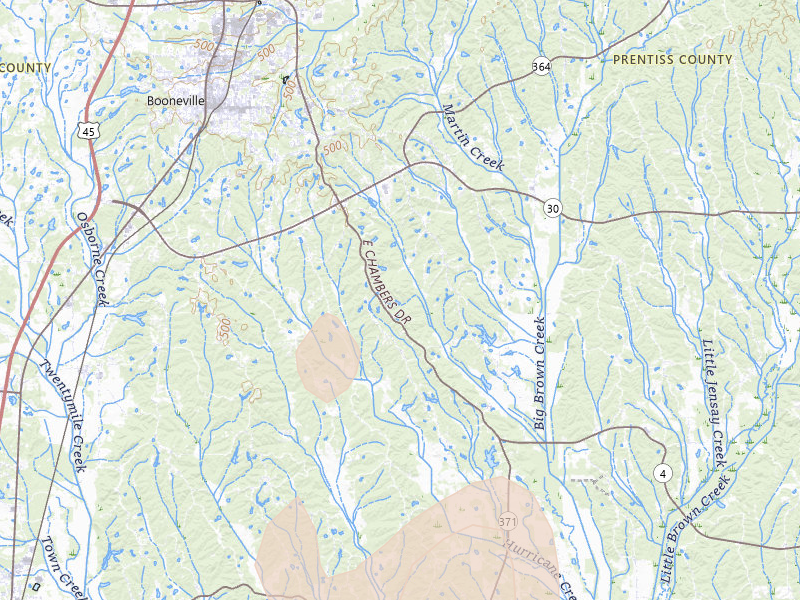 Radar-estimated hail-size map of the storm over Booneville, MS