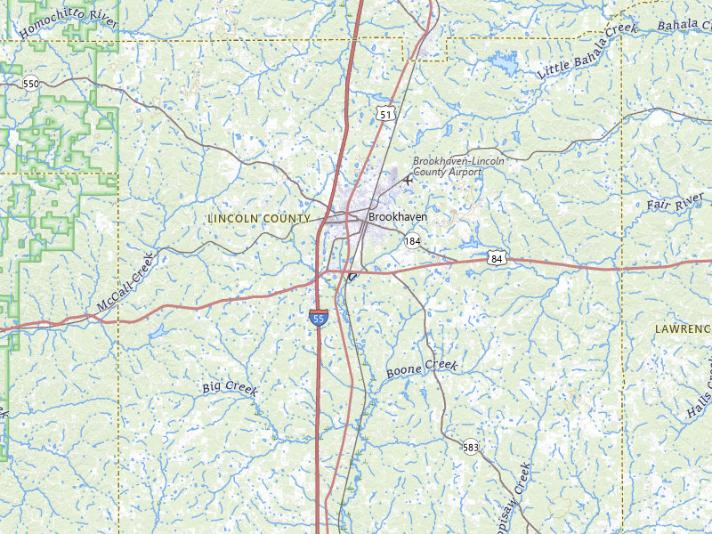 Radar-estimated hail-size map of the storm over Brookhaven, MS on Apr 25, 2026