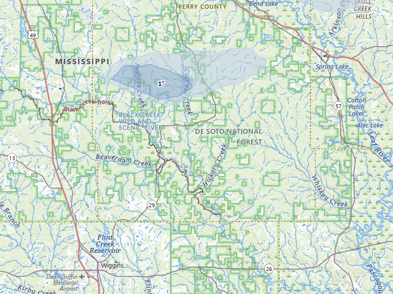 NEXRAD radar-signature map of the hail storm over Brooklyn, MS on May 6, 2026