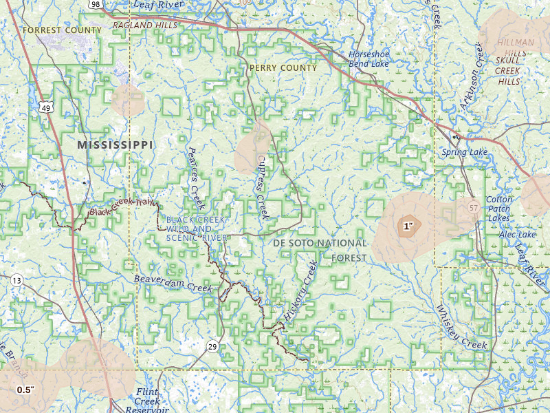 Radar-estimated hail-size map of the storm over Brooklyn, MS on Aug 20, 2026