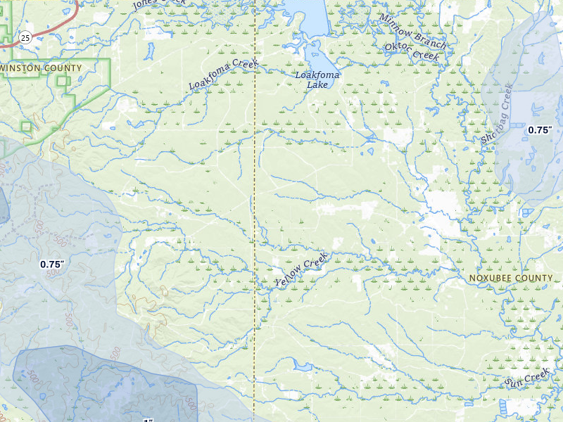 NEXRAD radar-signature map of the hail storm over Brooksville, MS on Jun 1, 2026