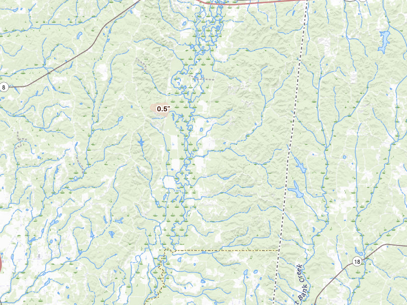 Radar-estimated hail-size map of the storm over Caledonia, MS on Aug 26, 2026