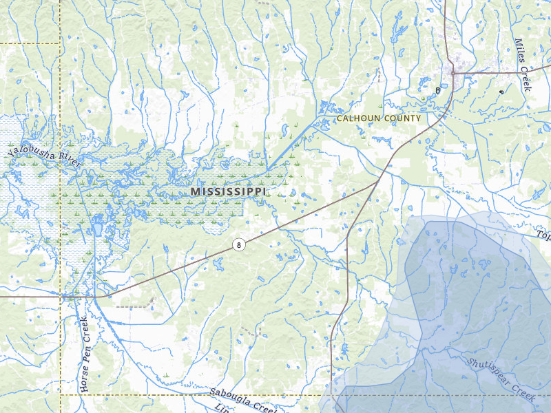 NEXRAD radar-signature map of the hail storm over Calhoun City, MS on Aug 26, 2026