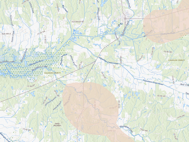 Radar-estimated hail-size map of the storm over Calhoun City, MS