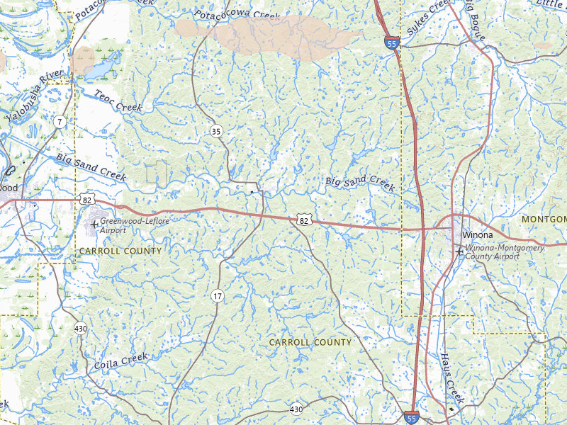 Radar-estimated hail-size map of the storm over Carrollton, MS on Apr 28, 2026