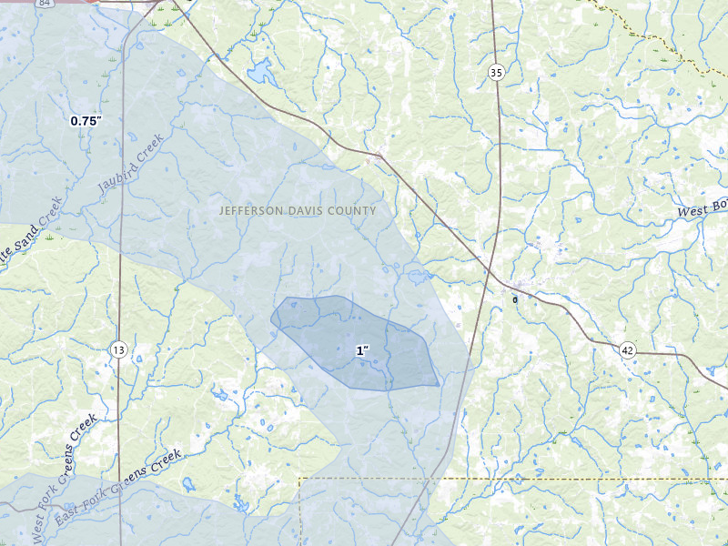 NEXRAD radar-signature map of the hail over Carson, MS