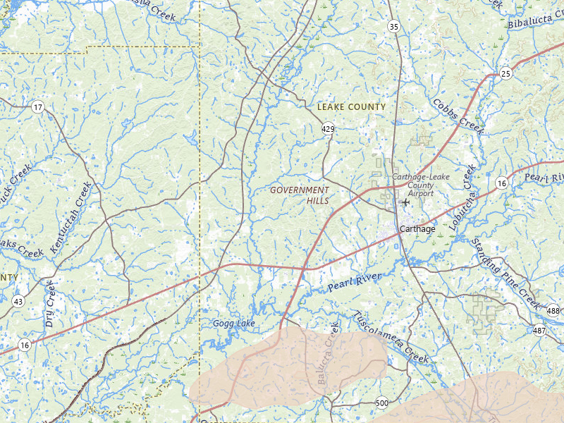 Radar-estimated hail-size map of the storm over Carthage, MS on Apr 24, 2026