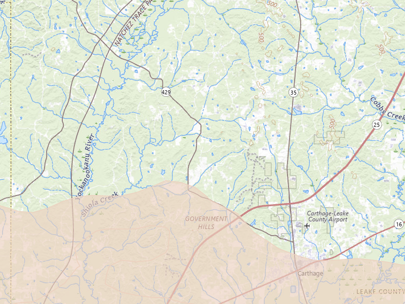 Radar-estimated hail-size map of the storm over Carthage, MS on May 6, 2026