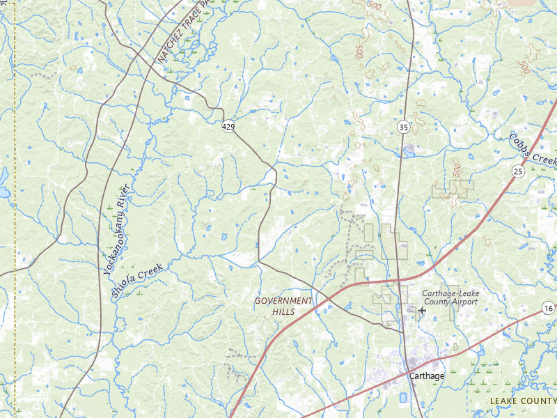 Radar-estimated hail-size map of the storm over Carthage, MS on Jun 19, 2026