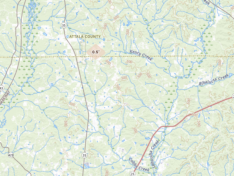Radar-estimated hail-size map of the storm over Carthage, MS on Aug 9, 2026