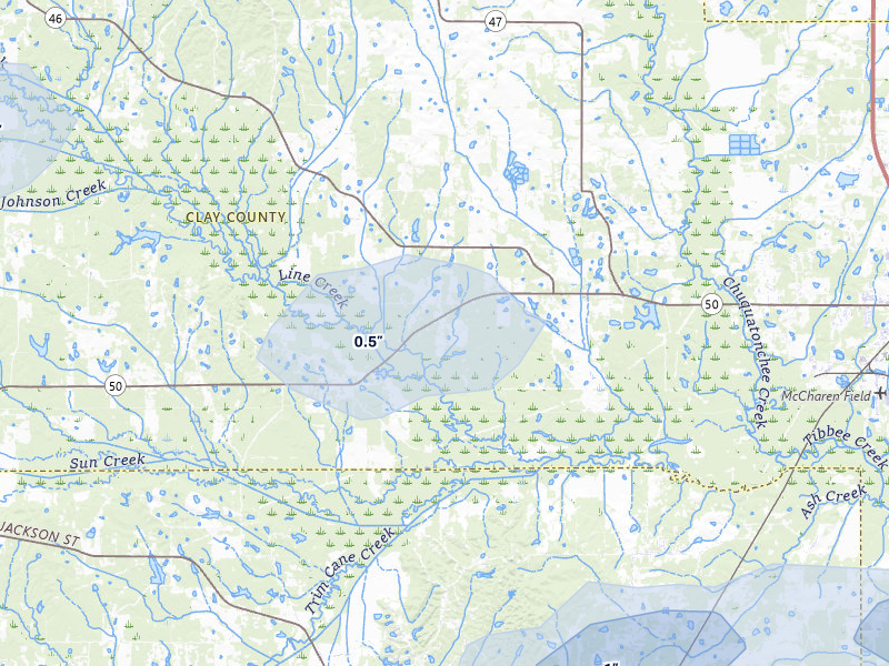 NEXRAD radar-signature map of the hail storm over Cedarbluff, MS on Apr 28, 2026