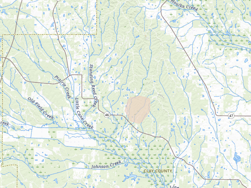 Radar-estimated hail-size map of the storm over Cedarbluff, MS on Aug 19, 2026