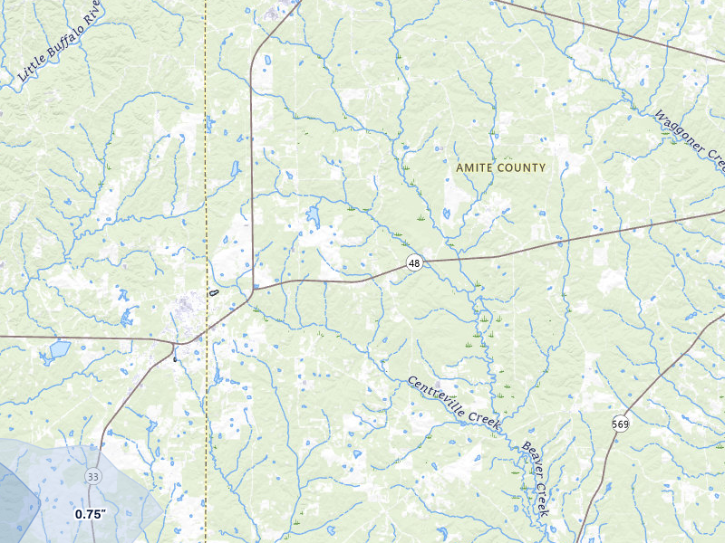 NEXRAD radar-signature map of the hail over Centreville, MS